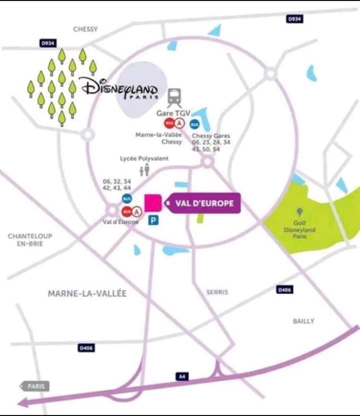 Appartement Disneyland Paris Val D'Europe La Vallee Village Parking 500M Gare Val D'Europe Montévrain Esterno foto